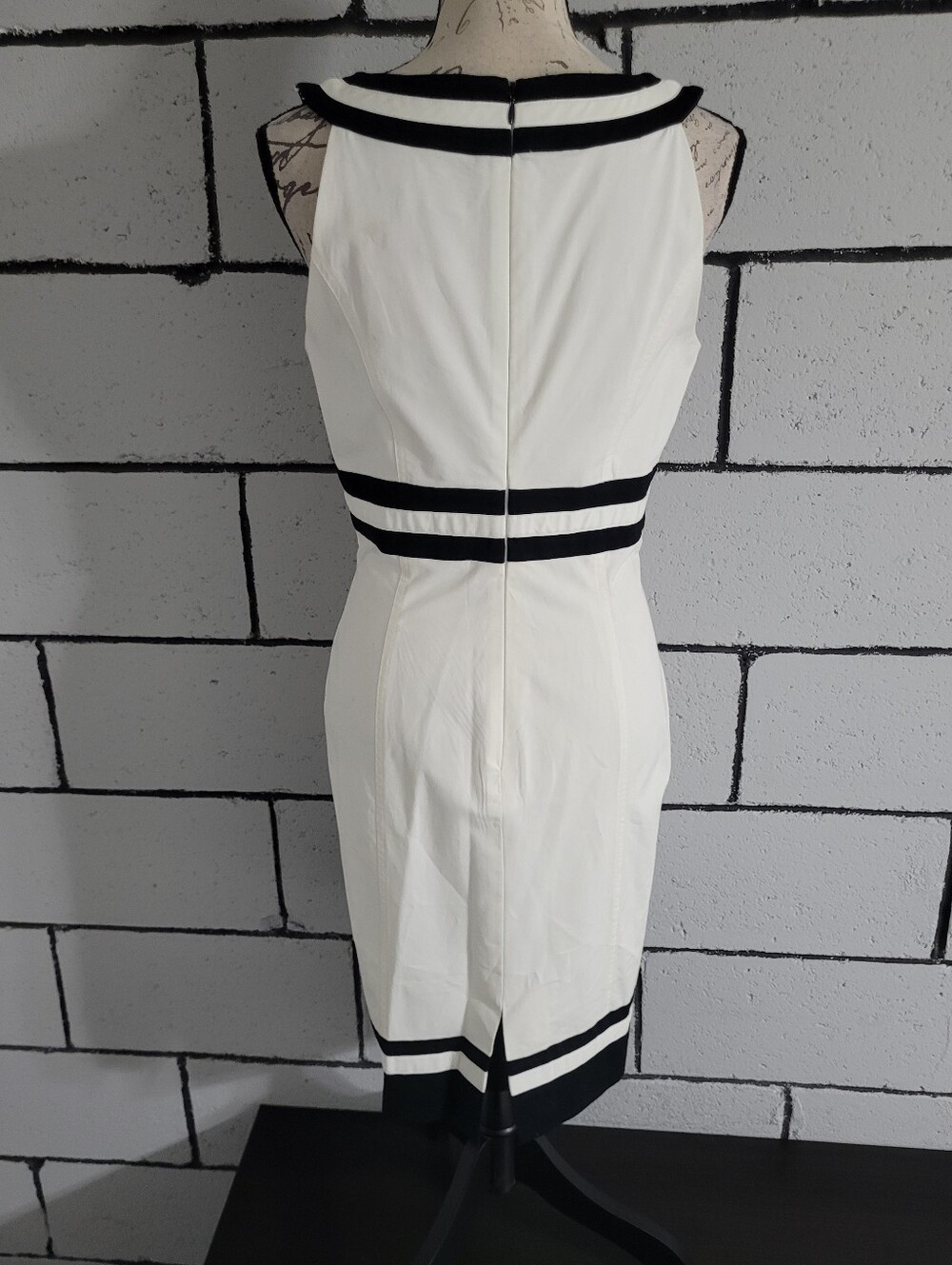 White House Black Market White & Black Pencil Dress Sz 10 - Picture 5 of 8
